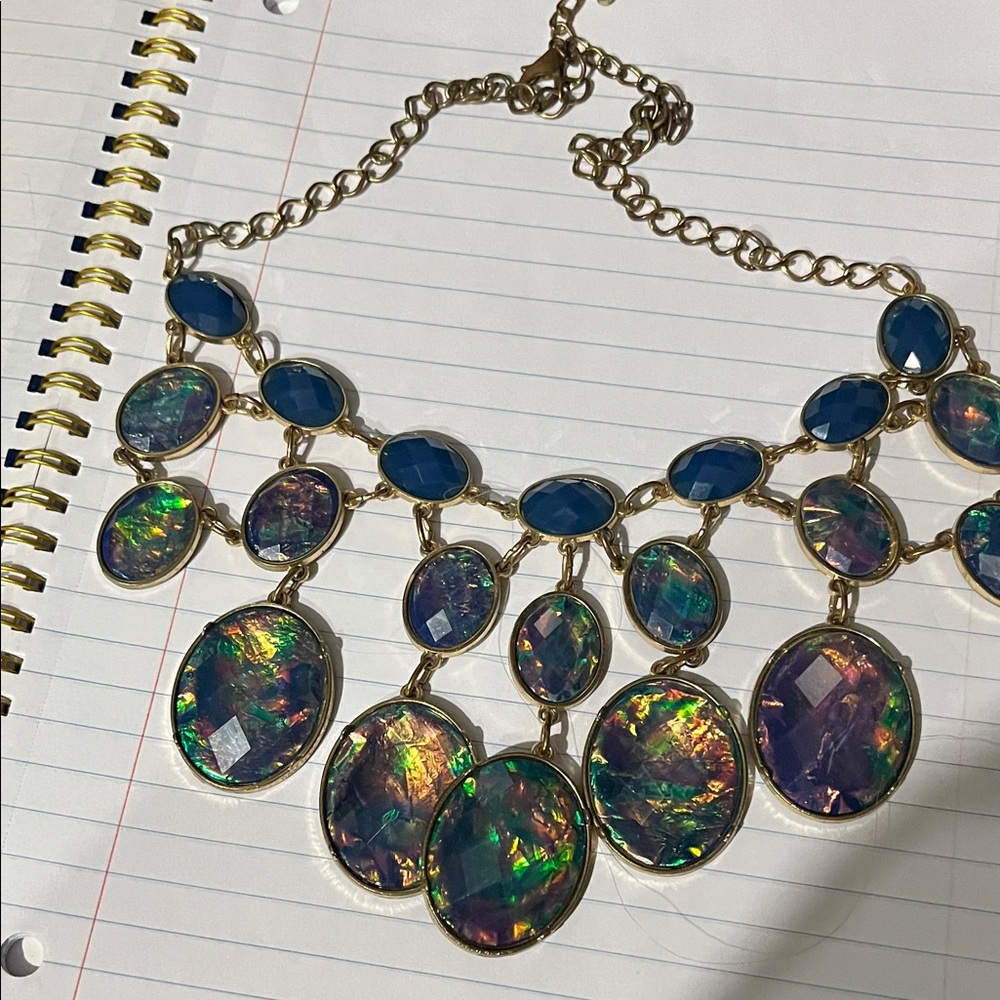 Elegant Blue and Iridescent Necklace